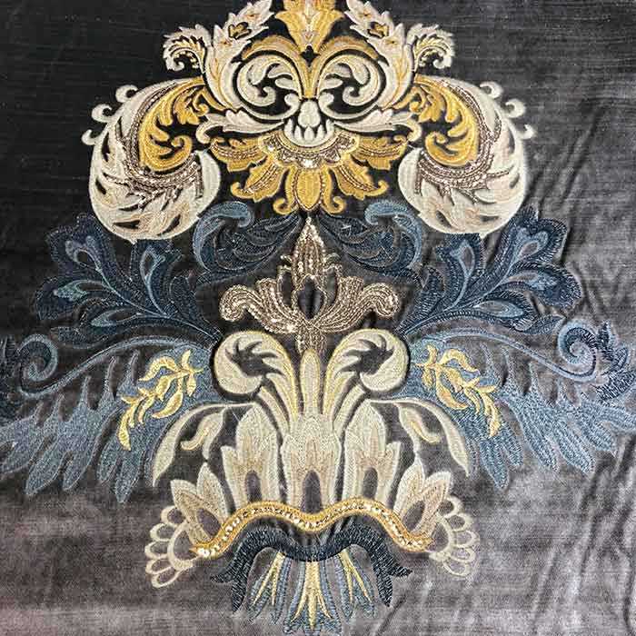 Embroidery velvet fabric sofa, hot sales embroidery fabric in Morocco