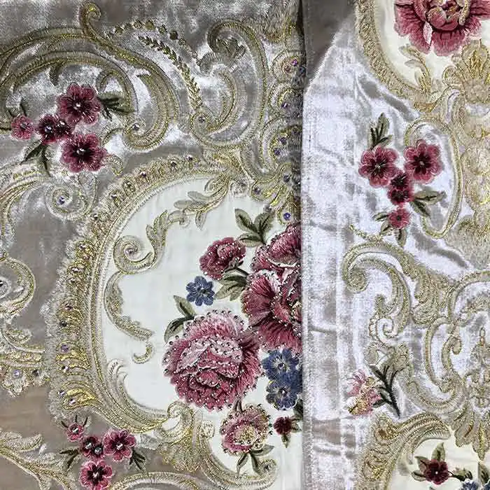 Luxury fabrics embroidery design in Morocco market 