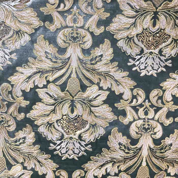 Morocco embroidery fabric, high quality velvet fabric with embroidery 