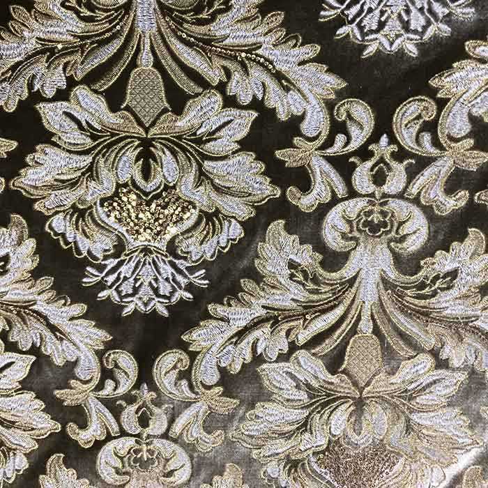 Morocco embroidery fabric, high quality velvet fabric with embroidery 