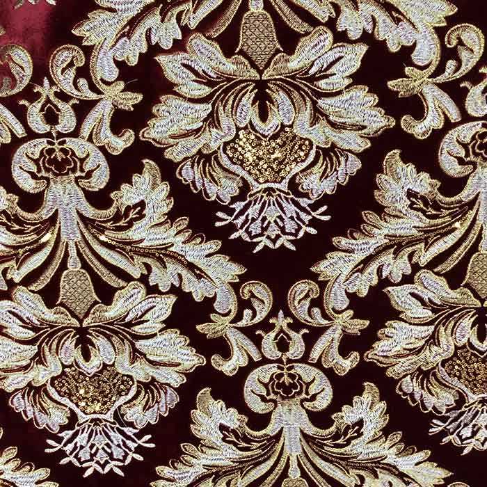 Morocco embroidery fabric, high quality velvet fabric with embroidery 