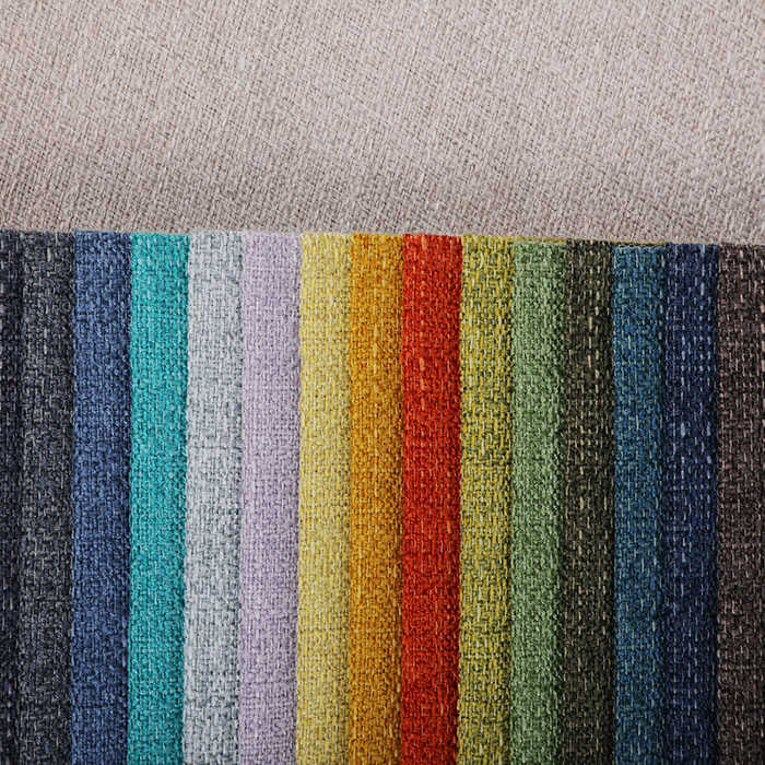 Polyester linen sofa fabric, plain linen fabric for hometextile 