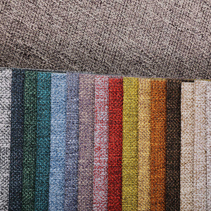 Solid linen plain fabric sofa, 100%polyester upholstery linen fabric for hometextile