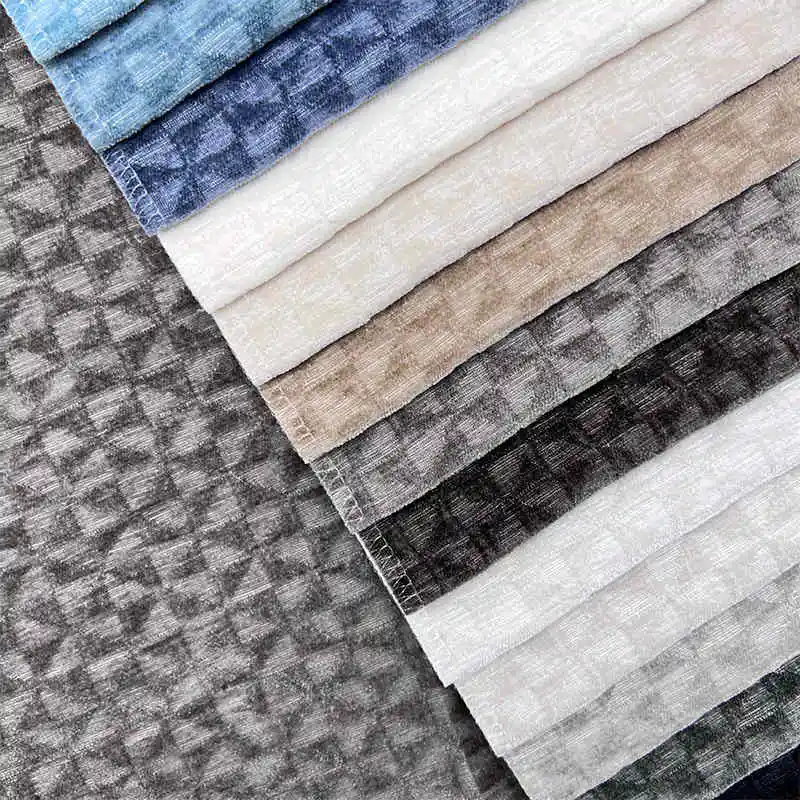 Shiny Yarn Geomatric Design Chenille Sofa Fabric Soft Texture Furniture Cloth