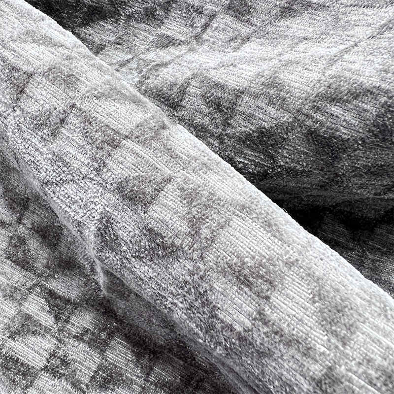 Shiny Yarn Geomatric Design Chenille Sofa Fabric Soft Texture Furniture Cloth