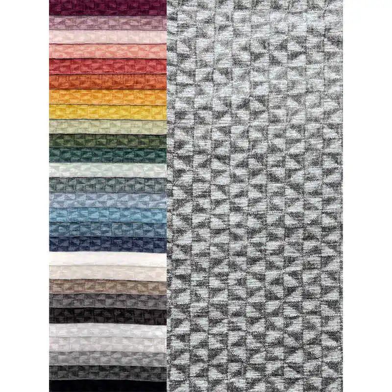 Shiny Yarn Geomatric Design Chenille Sofa Fabric Soft Texture Furniture Cloth