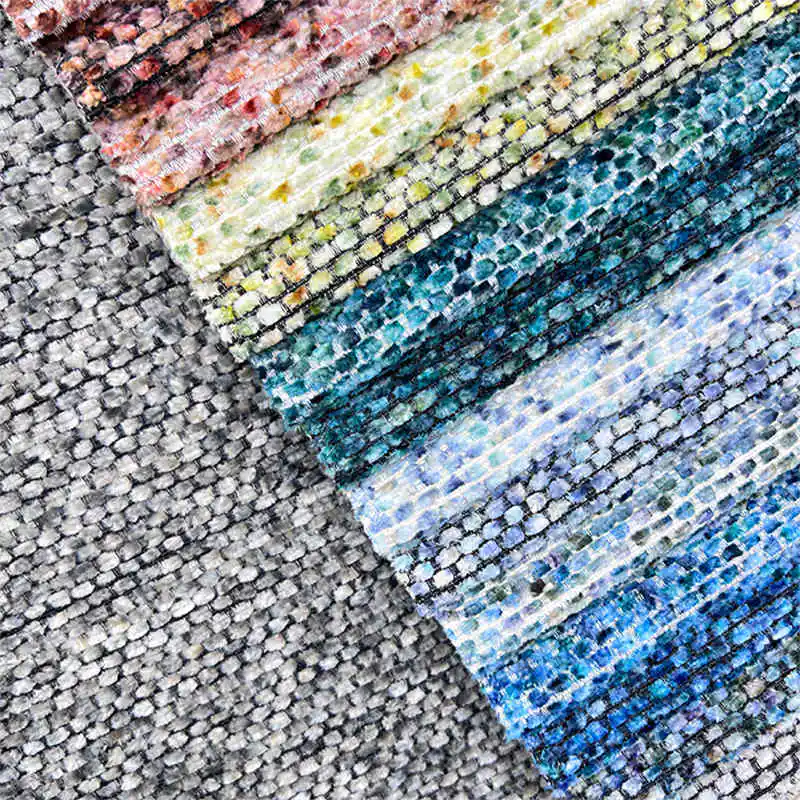 100% Polyester Chenille Furniture Fabric Custom Home Textile Jacquard Upholstery Sofa Fabric Chenille