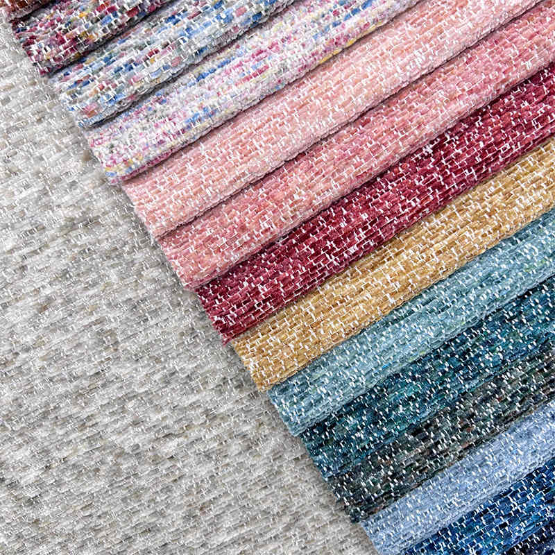 Luxury Chenille Jacquard Floral Upholstery Plaid Chenille Fabric for Sofa