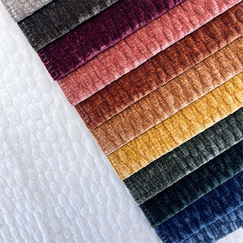 New Plain Dyed Polyester Sofa Fabric Embossed Jacquard Chenille Upholstery Fabric for Living Room Furniture