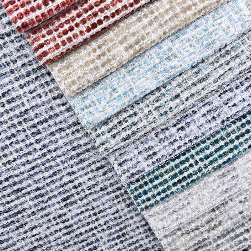 Home Textile Fabric Dyed Yarn Woven Sofa Jacquard Design Upholstery Polyester Fabric for Sofa