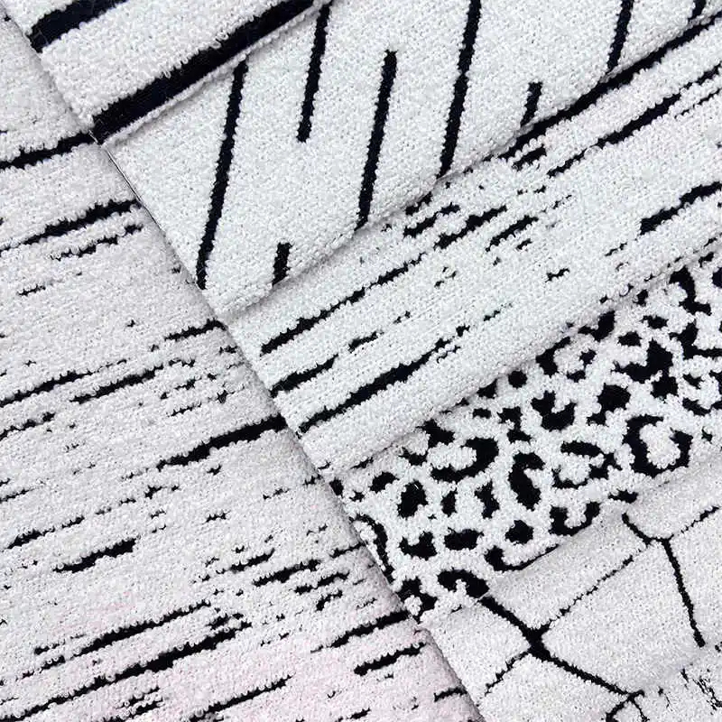 Various Patterns Modern Style Black and White Design Woven Decorative Fabrics with Great Texture