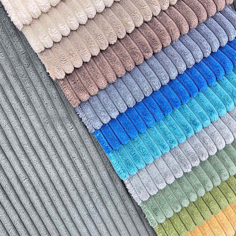 Free Sample 100% Polyester Home Textile Velvet Sofa Fabric Solid Striped Corduroy Upholstery Fabric for Sofa