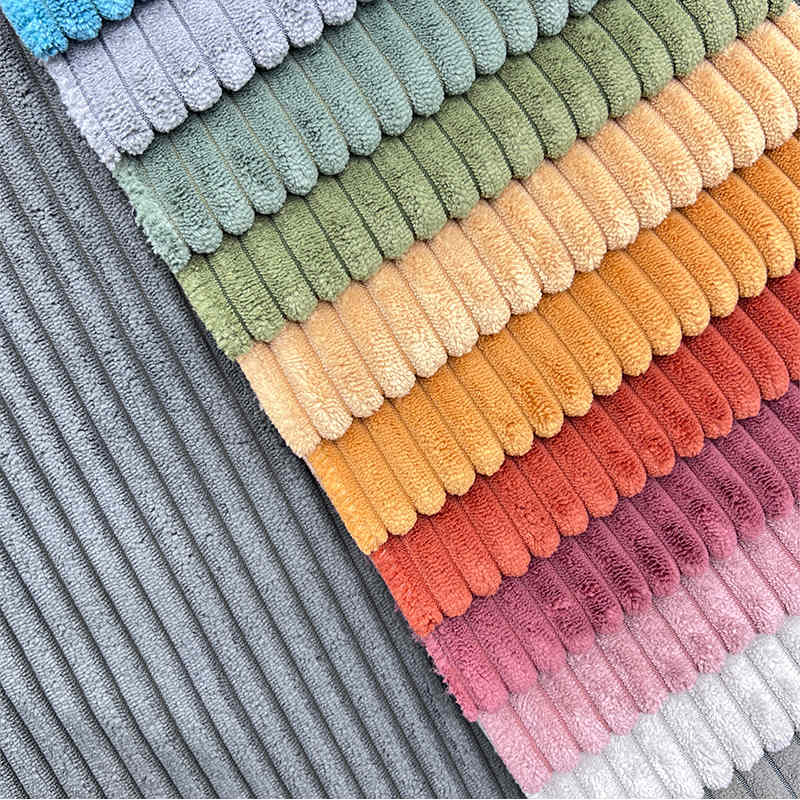 Free Sample 100% Polyester Home Textile Velvet Sofa Fabric Solid Striped Corduroy Upholstery Fabric for Sofa
