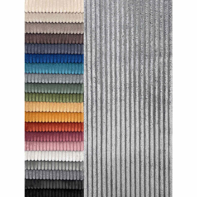 Free Sample 100% Polyester Home Textile Velvet Sofa Fabric Solid Striped Corduroy Upholstery Fabric for Sofa