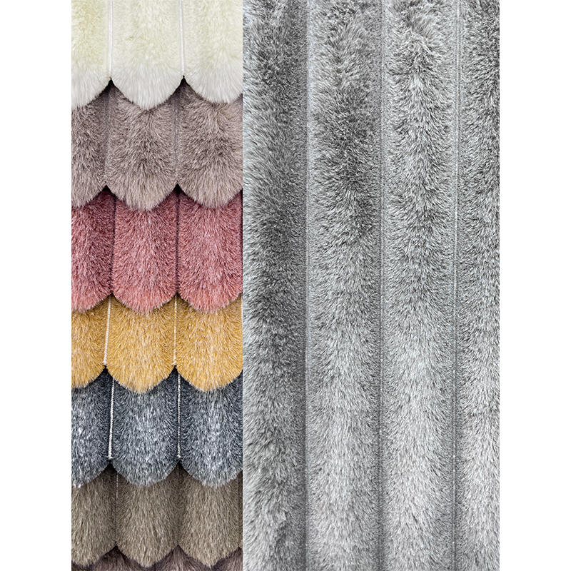 Fabric Textile Raw Material Striped Plush Microfiber Fabric