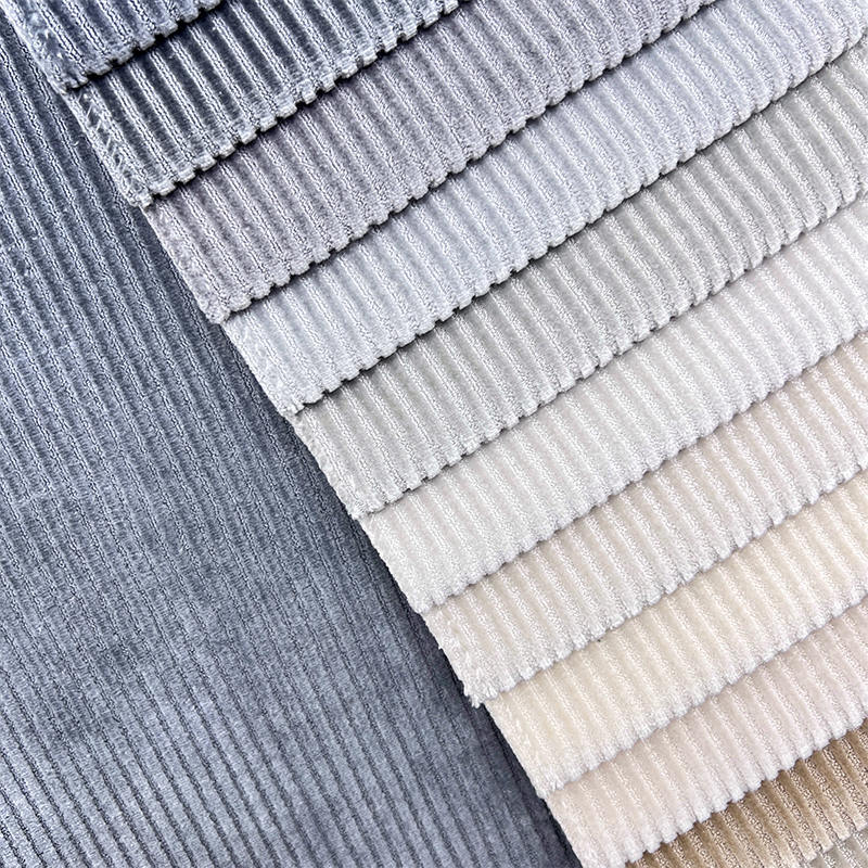 High Quality Solid Color 100% Polyester Corduroy Fabric Striped Velvet Sofa Fabric for Home Textile Furniture Upholstery