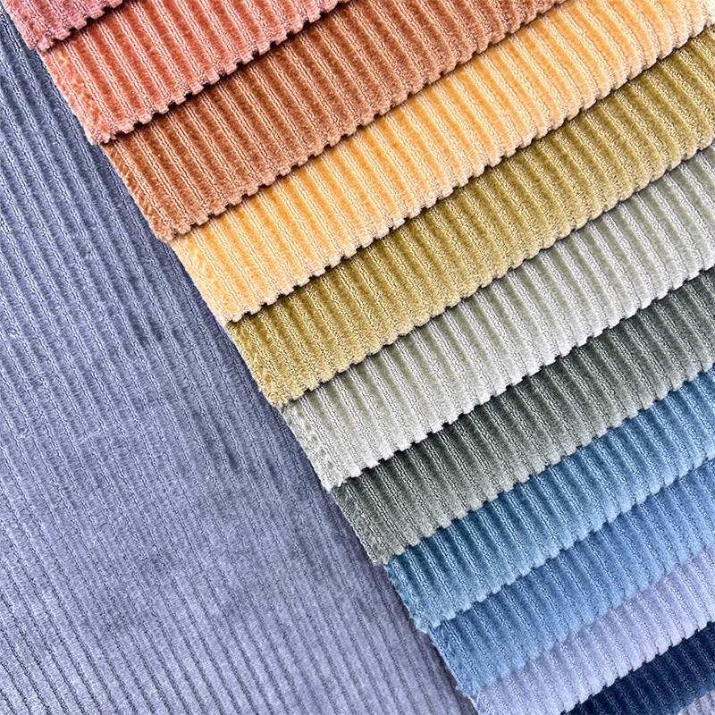 High Quality Solid Color 100% Polyester Corduroy Fabric Striped Velvet Sofa Fabric for Home Textile Furniture Upholstery