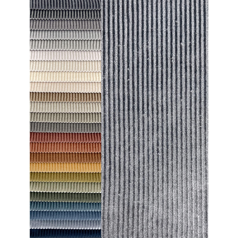 High Quality Solid Color 100% Polyester Corduroy Fabric Striped Velvet Sofa Fabric for Home Textile Furniture Upholstery