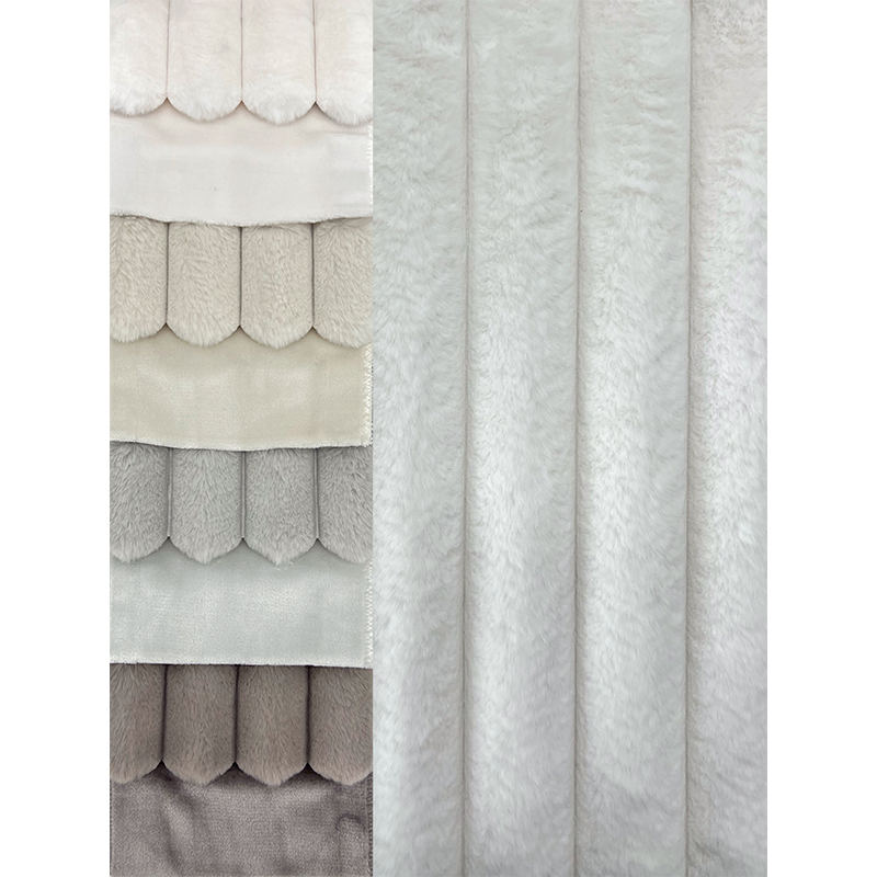 New Fluffy and Soft Cut Pile Stripe Faux Fur Fabric for Garment Corduroy Knitted Fabric for Hometextile